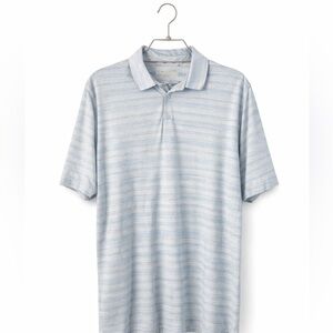 Walter Hagen Mens Golf Polo Large Blue Striped Dry Fit Performance Shirt